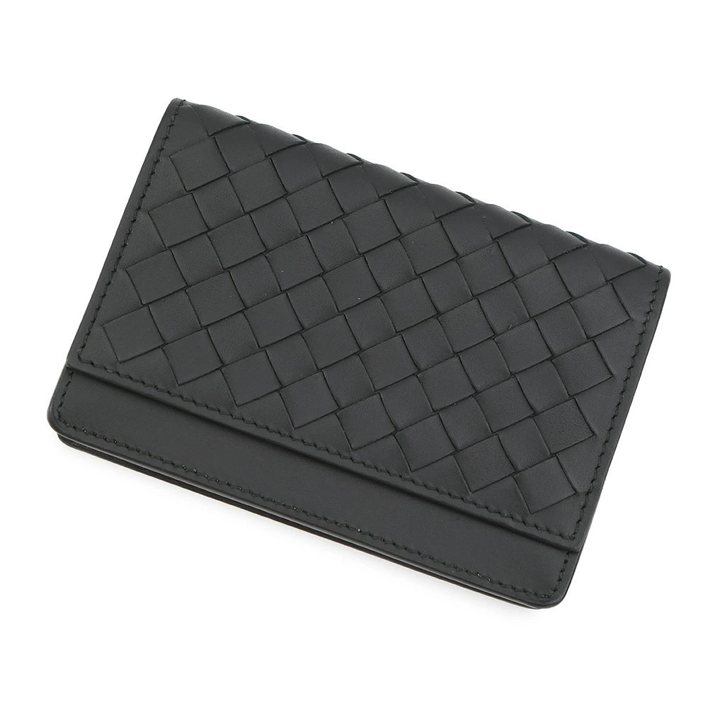 Bottega Veneta Card Case Wallet Intrecciato Leather Business Black